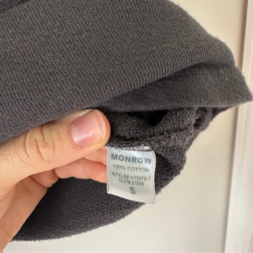 Monrow Women’s Puff Tuck Sleeve Tuck Top Crew Neck Sweatshirt Gray Size Small - Picture 8 of 11